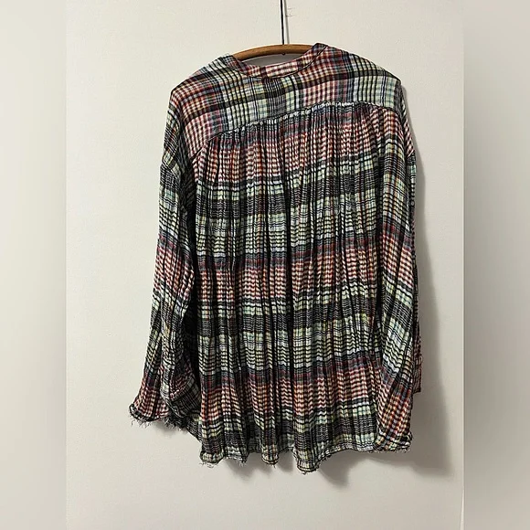 Free People Come On Over Plaid Button-Up Blouse - Picture 7 of 7